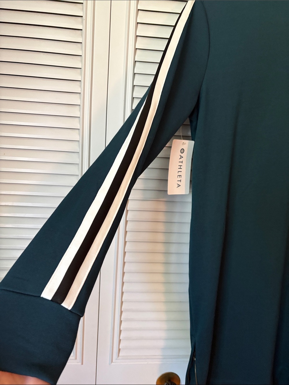 Athleta Crosstown Quarter-Zip Teal Track Dress Size Medium - Picture 13 of 15